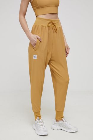 Панталони Eivy дамско в жълто с изчистен дизайн