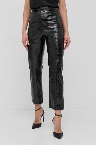 Панталони Bardot дамско в черно със стандартна кройка, с висока талия