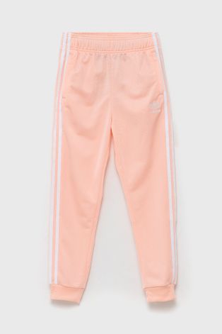 Дитячі штани adidas Originals колір рожевий гладке