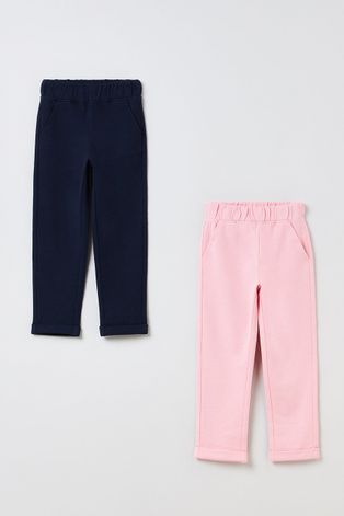 Dětské kalhoty OVS (2-pack) růžová barva, hladké