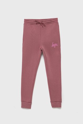 Hype Spodnie dziecięce kolor różowy z nadrukiem