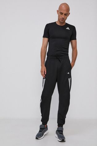Nohavice adidas Performance pánske, čierna farba, s nášivkou