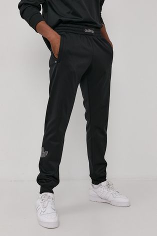 Nohavice adidas Originals pánske, čierna farba, s nášivkou