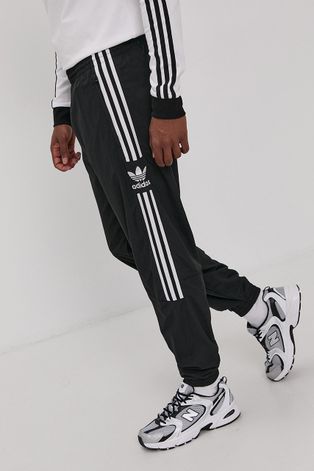 Nohavice adidas Originals pánske, čierna farba, rovné