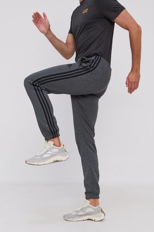 Kalhoty adidas pánské, šedá barva, s aplikací