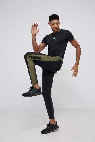 Adidas Performance Spodnie męskie kolor czarny z aplikacją