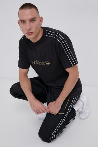 Панталон adidas Originals мъжки в черно със стандартна кройка