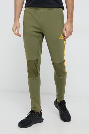 Adidas Performance Pantaloni bărbați, culoarea verde, cu imprimeu