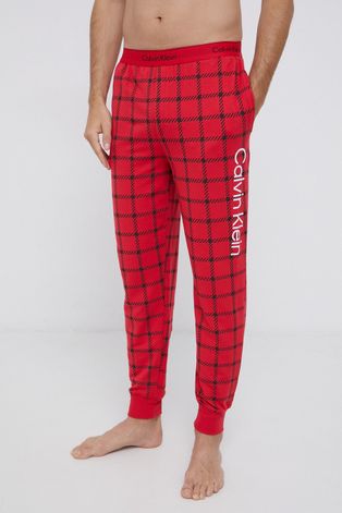Calvin Klein Underwear Spodnie piżamowe męskie kolor czerwony wzorzyste