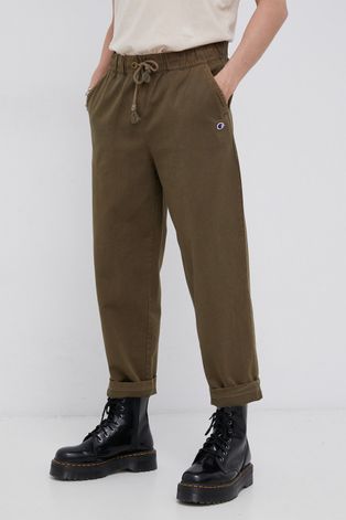 Pamučne hlače Champion za muškarce, boja: zelena