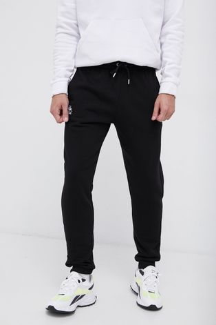 Kalhoty Kappa pánské, černá barva, s aplikací