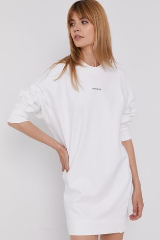 Calvin Klein Jeans Sukienka kolor biały mini prosta