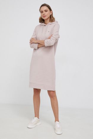 Pamučna haljina Tommy Hilfiger boja: ružičasta