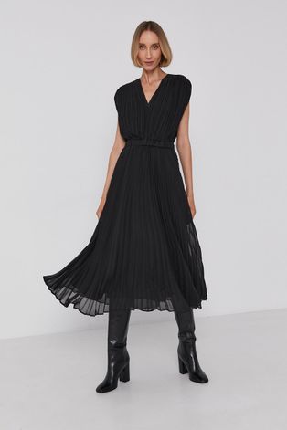Armani Exchange Sukienka kolor czarny midi rozkloszowana