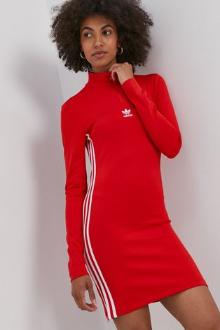 Šaty adidas Originals červená barva, mini, přiléhavé