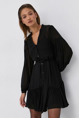 Šaty The Kooples čierna farba, mini, rovné