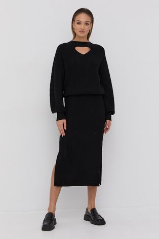 Μάλλινο φόρεμα Victoria Victoria Beckham χρώμα: μαύρο