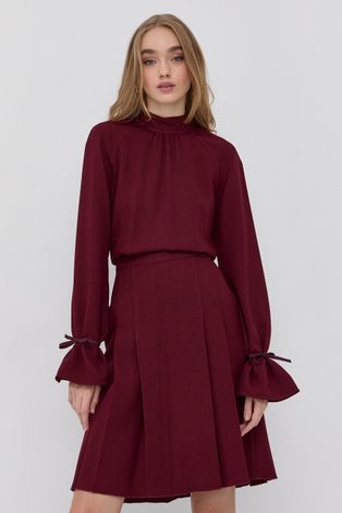 Šaty Victoria Victoria Beckham bordová farba, mini, áčkový strih