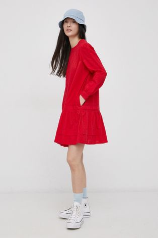 Superdry Sukienka bawełniana kolor czerwony mini oversize