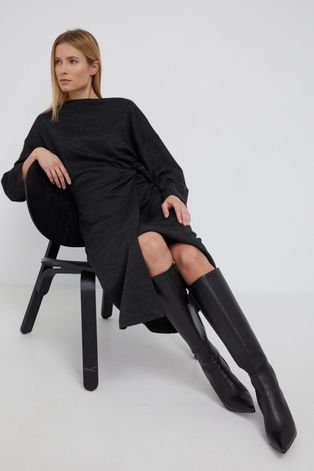 Sisley Sukienka z domieszką wełny kolor czarny midi oversize
