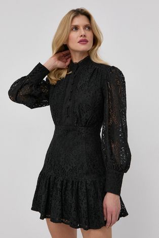 Šaty Bardot čierna farba, mini, áčkový strih