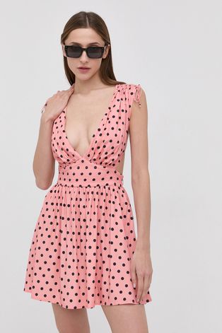 For Love & Lemons Sukienka z płatków róż kolor różowy mini rozkloszowana