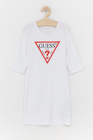 Dječja pamučna haljina Guess boja: bijela