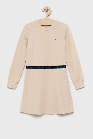 Dívčí šaty Tommy Hilfiger průhledná barva, mini, áčkové