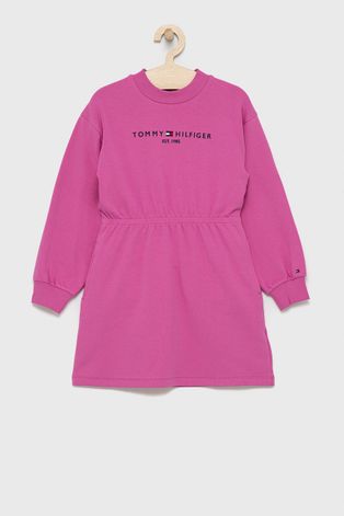Dívčí šaty Tommy Hilfiger růžová barva, mini, jednoduché