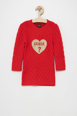 Dívčí šaty Guess červená barva, mini, jednoduché