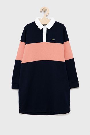 Dětské bavlněné šaty Lacoste tmavomodrá barva, mini, oversize