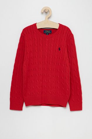Detský sveter Polo Ralph Lauren červená farba, teplý