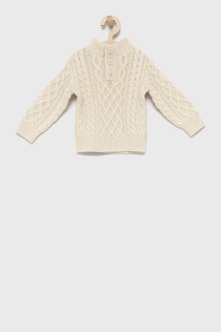 Detský sveter s prímesou vlny GAP béžová farba, teplý