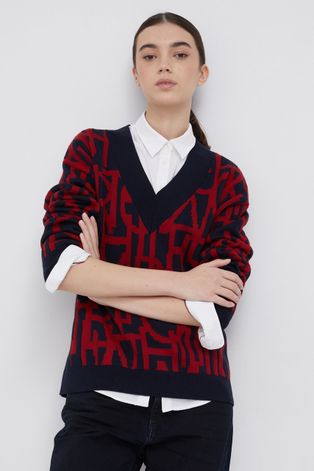 Tommy Hilfiger Sweter bawełniany damski kolor czerwony