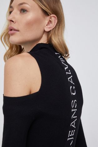 Calvin Klein Jeans Longsleeve damski kolor czarny cold shoulder