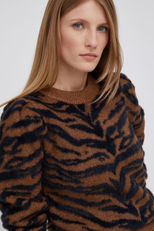 Dkny Sweter damski kolor brązowy ciepły