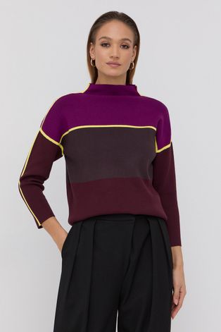 Пуловер Victoria Victoria Beckham дамски с ниско поло