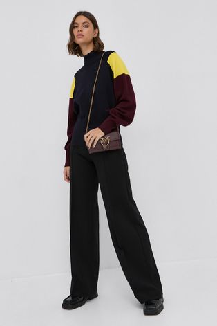 Victoria Victoria Beckham gyapjú pulóver könnyű, női, sötétkék, félgarbó nyakú