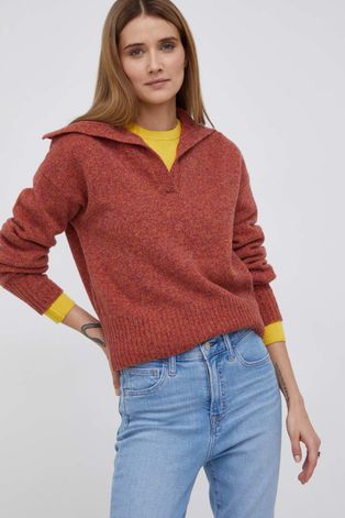 United Colors of Benetton gyapjú pulóver női, piros