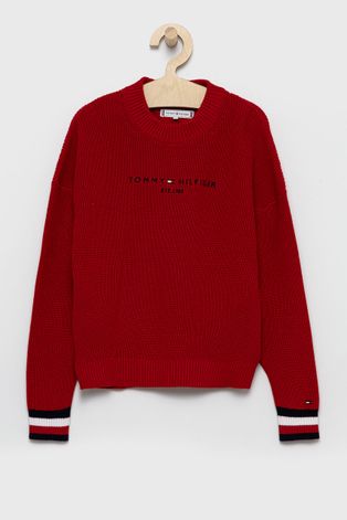 Dětský svetr Tommy Hilfiger červená barva, lehký