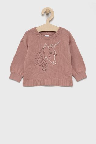 Dječji pamučni pulover GAP boja: ružičasta