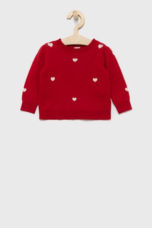 Detský bavlnený sveter GAP červená farba, ľahký