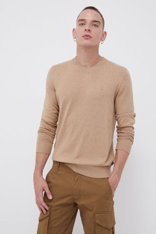 Premium by Jack&Jones Sweter z domieszką kaszmiru męski kolor beżowy