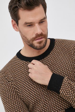 Selected Homme Sweter wełniany męski kolor beżowy