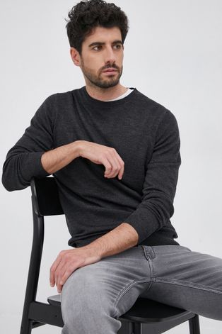 Karl Lagerfeld Sweter wełniany męski kolor szary