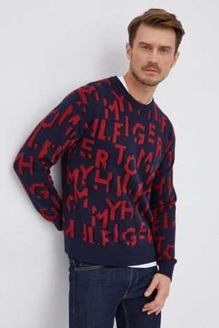 Пуловер Tommy Hilfiger мъжки в тъмносиньо от лека материя