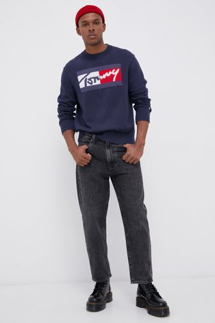 Tommy Jeans pulóver könnyű, férfi, sötétkék