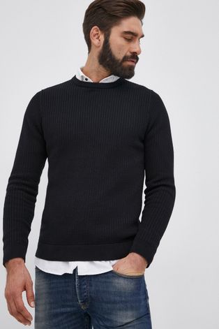 Selected Homme Sweter bawełniany męski kolor czarny