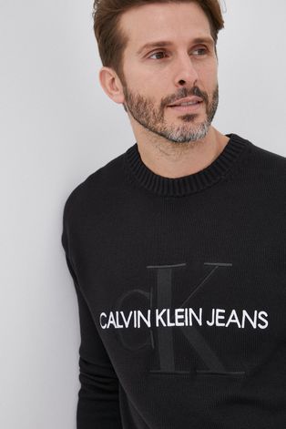 Calvin Klein Jeans pamut pulóver férfi, fekete
