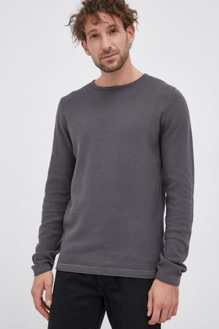 Bavlnený sveter pánsky, šedá farba, ľahký